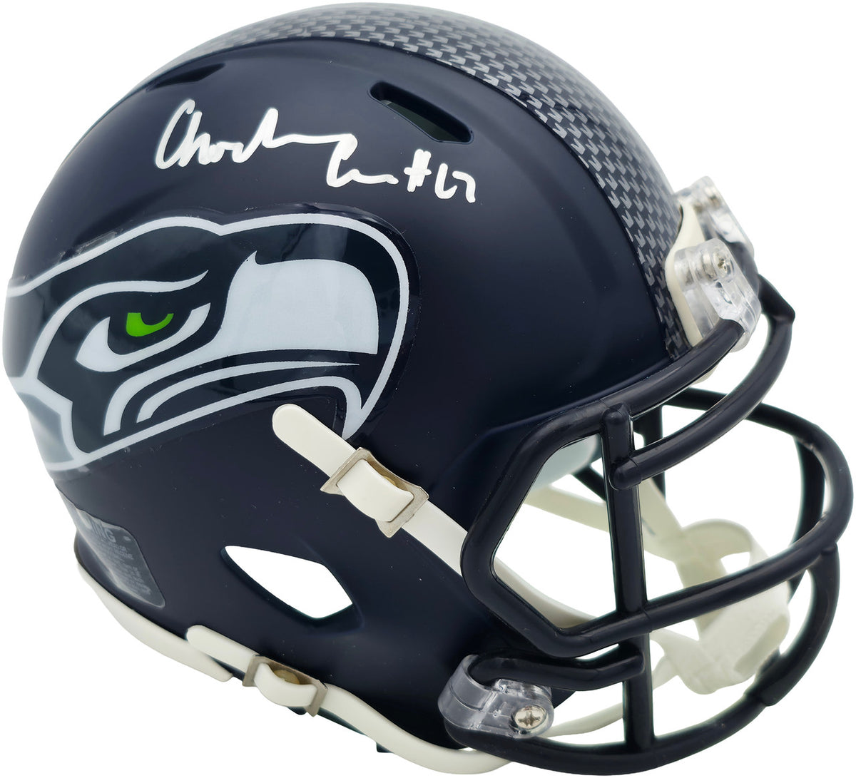 Charles Cross Autographed Seattle Seahawks Blue Speed Mini Helmet MCS Holo Stock #262467