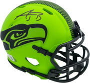 AJ Barner Autographed Seattle Seahawks Rave Green Speed Mini Helmet Beckett BAS Witness Stock #262482