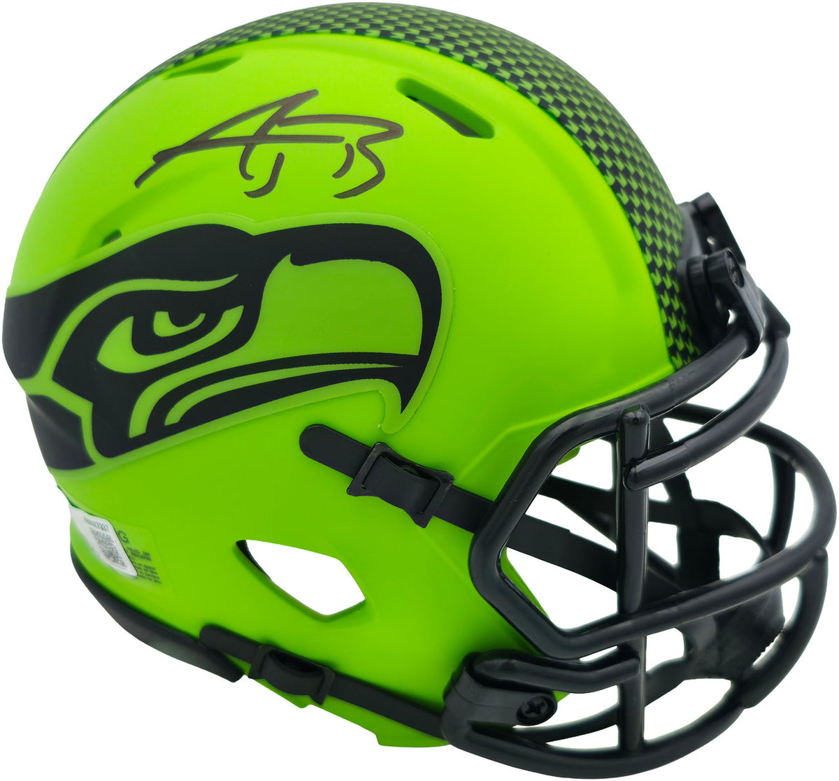 AJ Barner Autographed Seattle Seahawks Rave Green Speed Mini Helmet Beckett BAS Witness Stock #262482