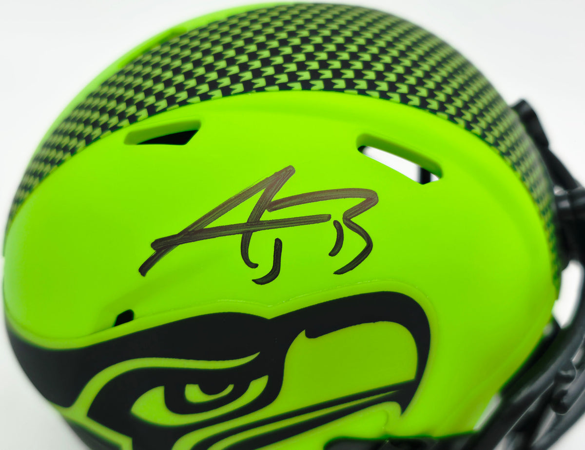 AJ Barner Autographed Seattle Seahawks Rave Green Speed Mini Helmet Beckett BAS Witness Stock #262482