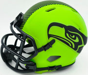 AJ Barner Autographed Seattle Seahawks Rave Green Speed Mini Helmet Beckett BAS Witness Stock #262482