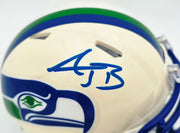 AJ Barner Autographed Seattle Seahawks Cream Retro Speed Mini Helmet Beckett BAS Witness Stock #262483