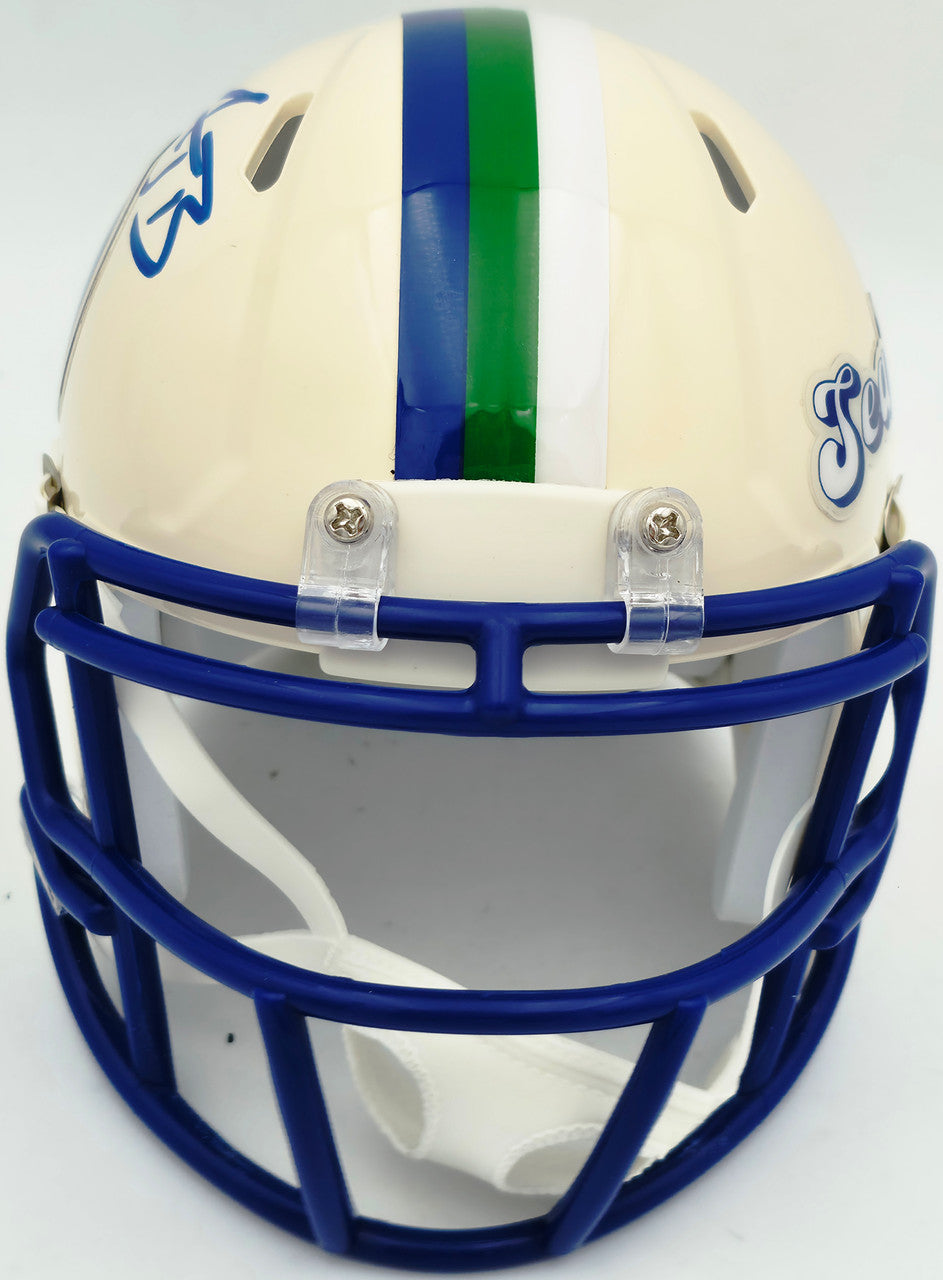 AJ Barner Autographed Seattle Seahawks Cream Retro Speed Mini Helmet Beckett BAS Witness Stock #262483