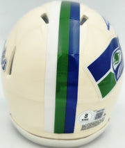 AJ Barner Autographed Seattle Seahawks Cream Retro Speed Mini Helmet Beckett BAS Witness Stock #262483