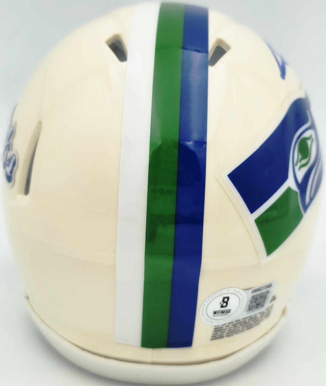 AJ Barner Autographed Seattle Seahawks Cream Retro Speed Mini Helmet Beckett BAS Witness Stock #262483