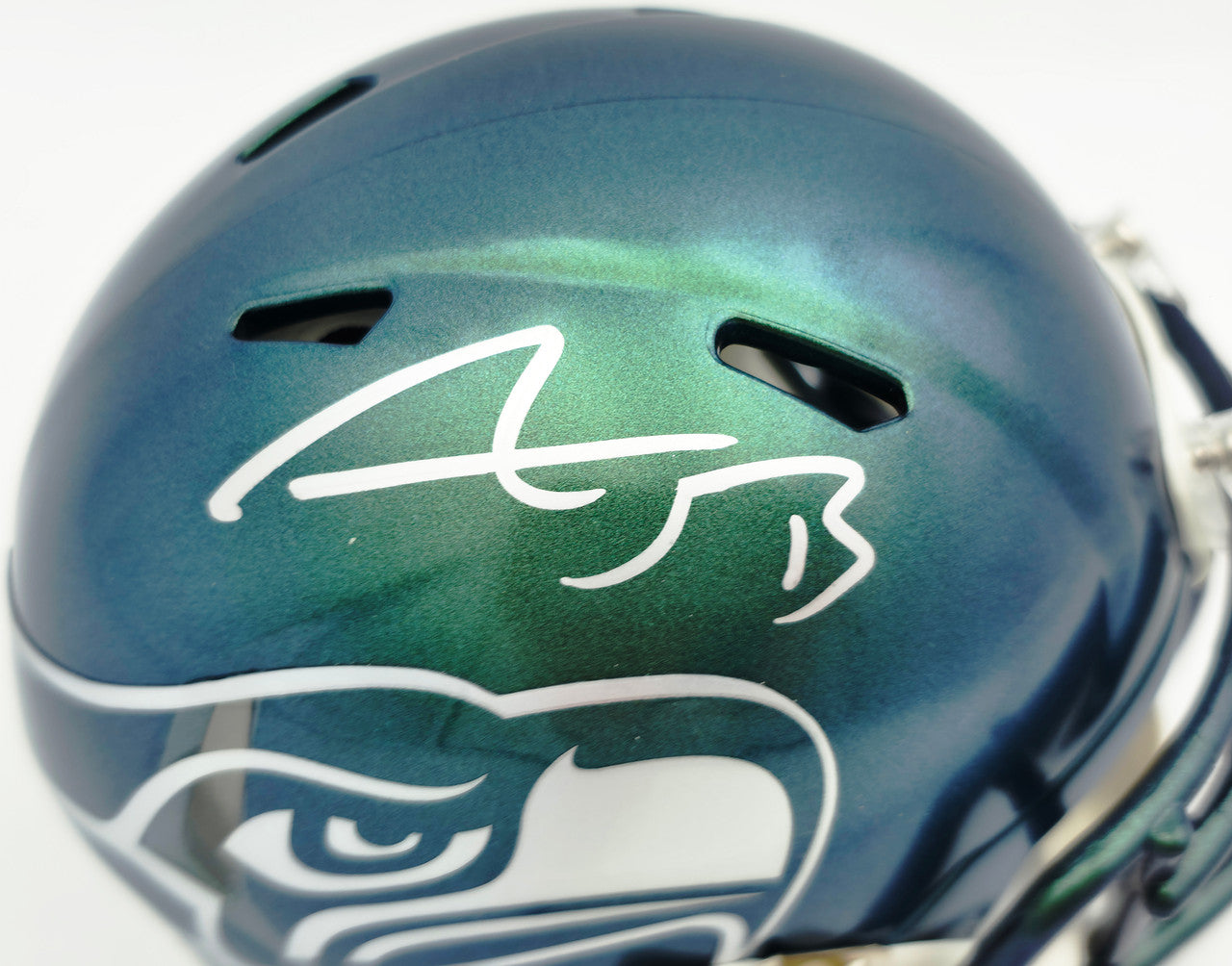 AJ Barner Autographed Seattle Seahawks Rivalries Speed Mini Helmet Beckett BAS Witness Stock #262484