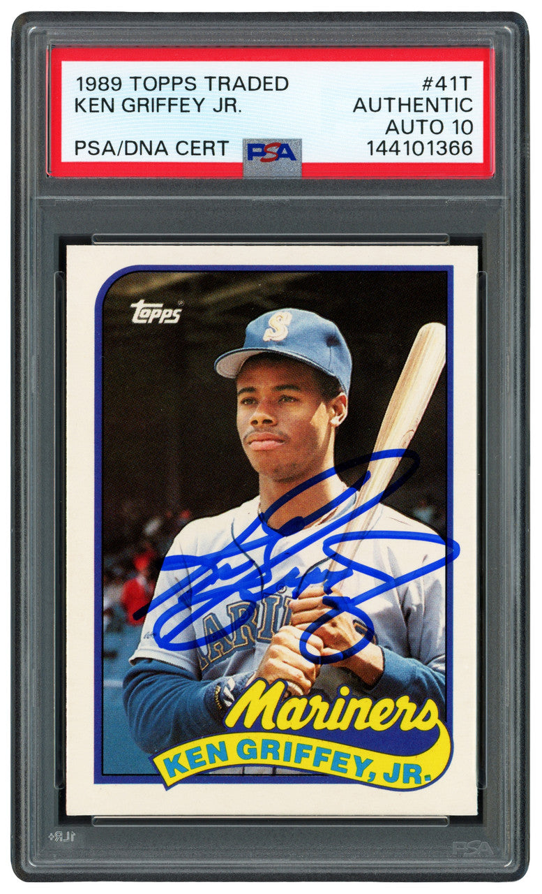Ken Griffey Jr. Autographed 1989 Topps Traded Rookie Card #41T Seattle Mariners Auto Grade Gem Mint 10 PSA/DNA Stock #262492