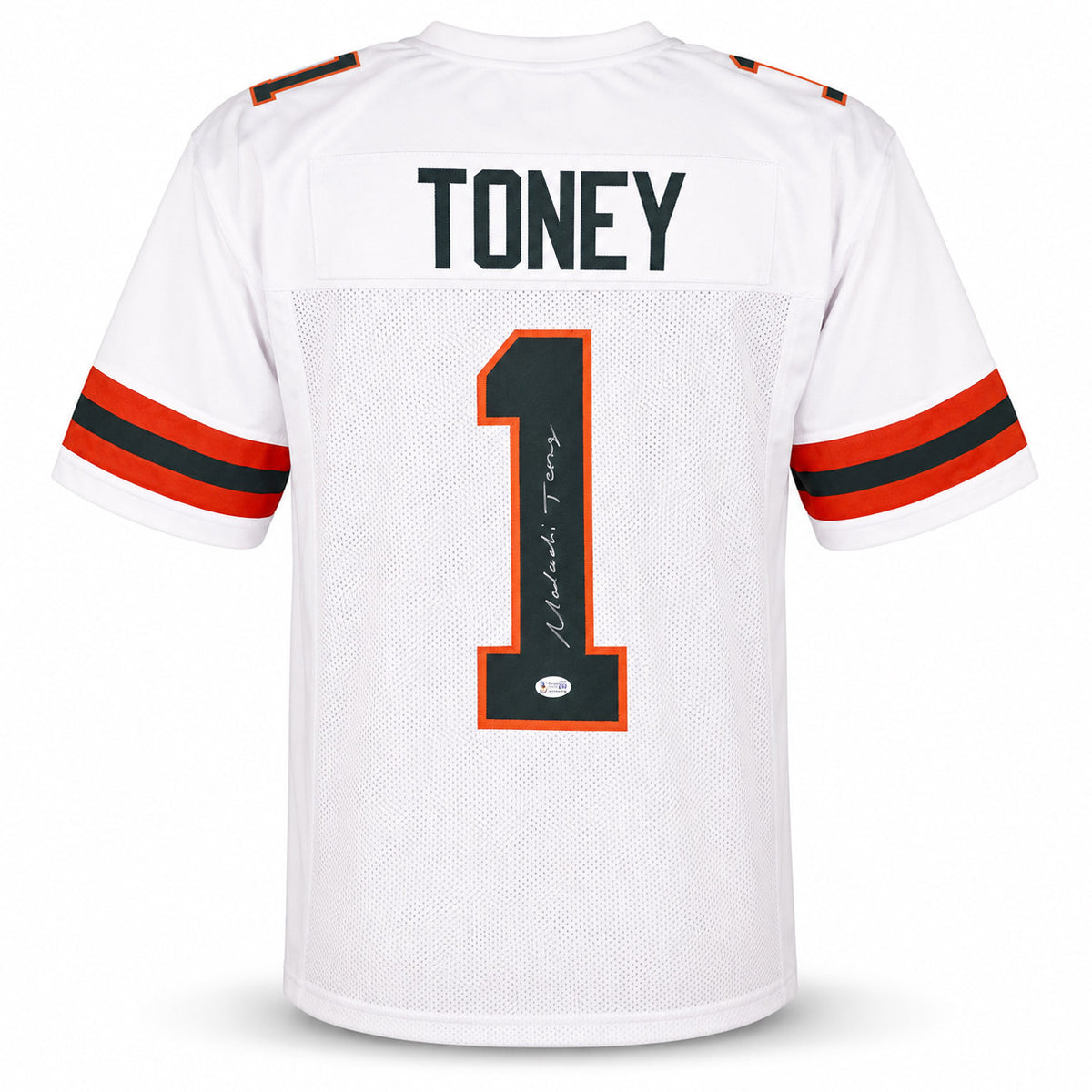 Miami Hurricanes Malachi Toney Autographed White Jersey JSA Witness Stock #262506