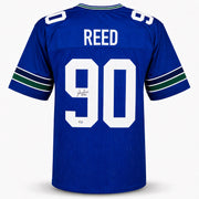 Seattle Seahawks Jarran Reed Autographed Blue Throwback Jersey MCS Holo Stock #262431