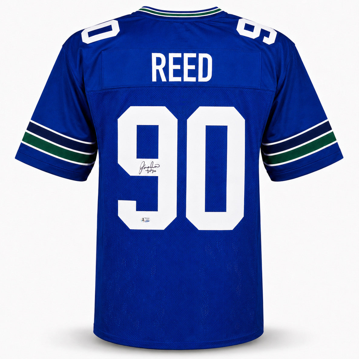 Seattle Seahawks Jarran Reed Autographed Blue Throwback Jersey MCS Holo Stock #262431