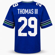 Seattle Seahawks Earl Thomas III Autographed Blue Throwback Jersey Beckett BAS Witness Stock #262454