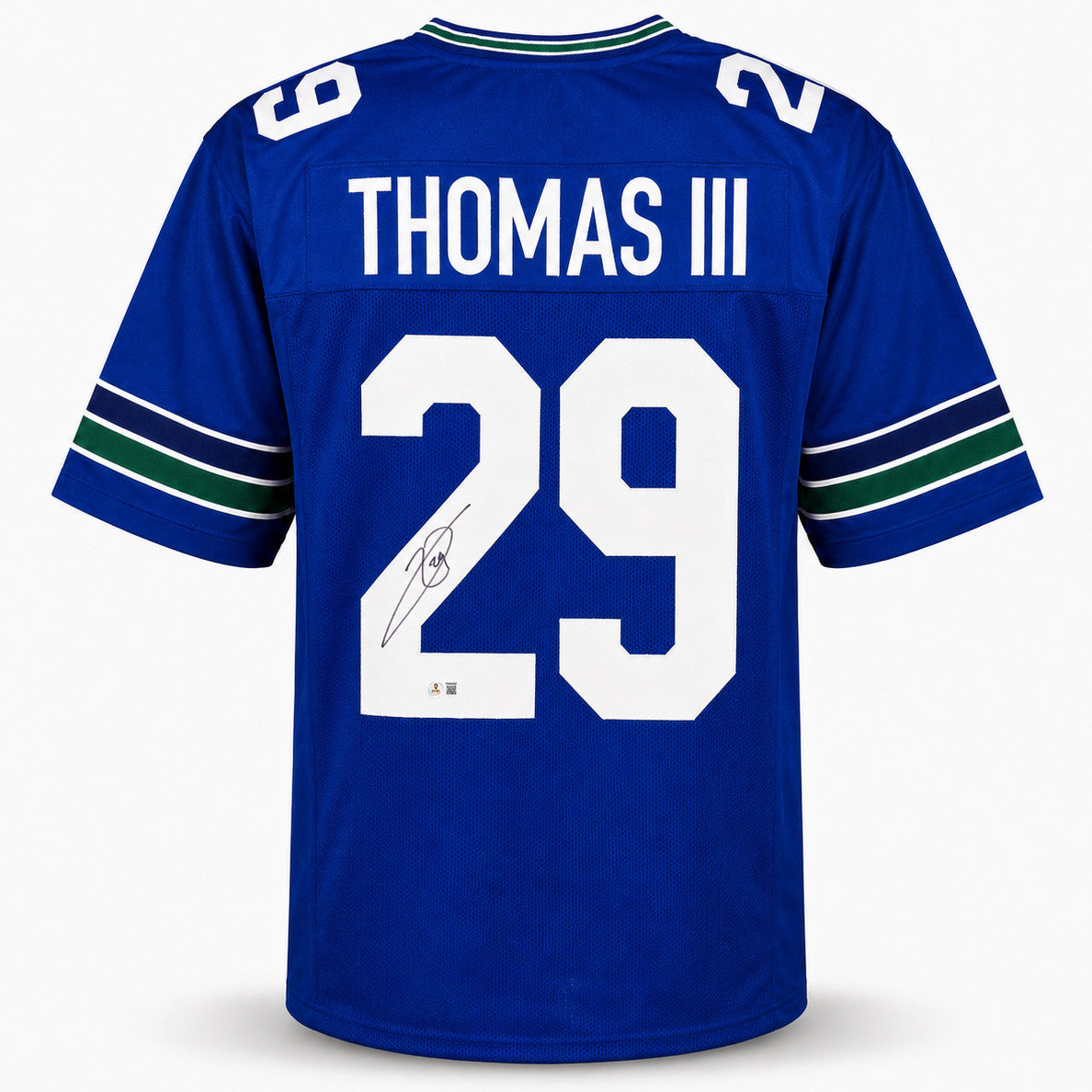 Seattle Seahawks Earl Thomas III Autographed Blue Throwback Jersey Beckett BAS Witness Stock #262454