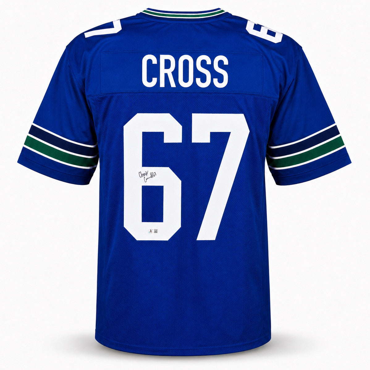 Seattle Seahawks Charles Cross Autographed Blue Throwback Jersey MCS Holo Stock #262469