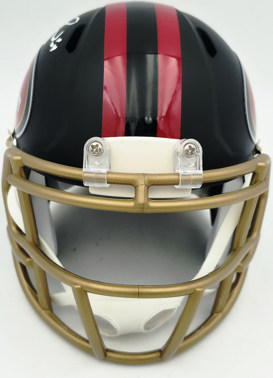 Fred Warner Autographed San Francisco 49ers Black Rivalries Speed Mini Helmet Beckett BAS QR Stock #262508