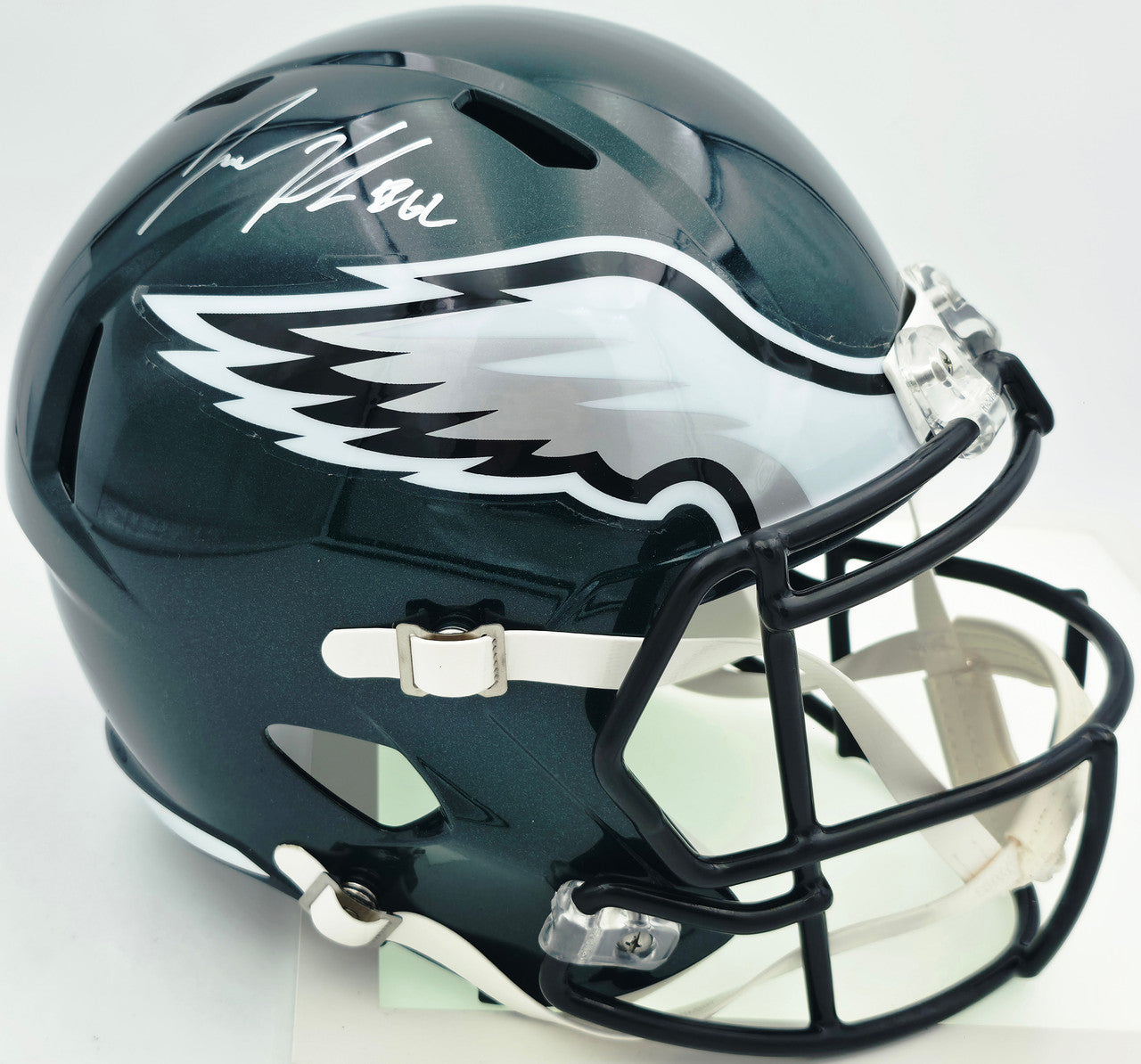Jason Kelce Autographed Philadelphia Eagles Green Full Size Speed Replica Helmet Beckett BAS QR Stock #262327