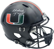 Malachi Toney Autographed Miami Hurricanes Night Black Alternate Full Size Speed Replica Helmet JSA Witness Stock #262504