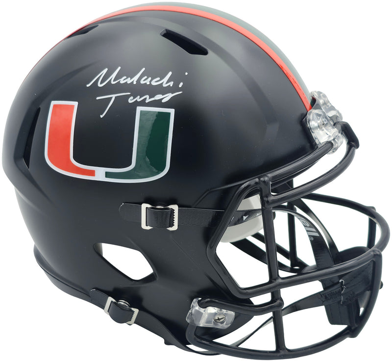 Malachi Toney Autographed Miami Hurricanes Night Black Alternate Full Size Speed Replica Helmet JSA Witness Stock #262504