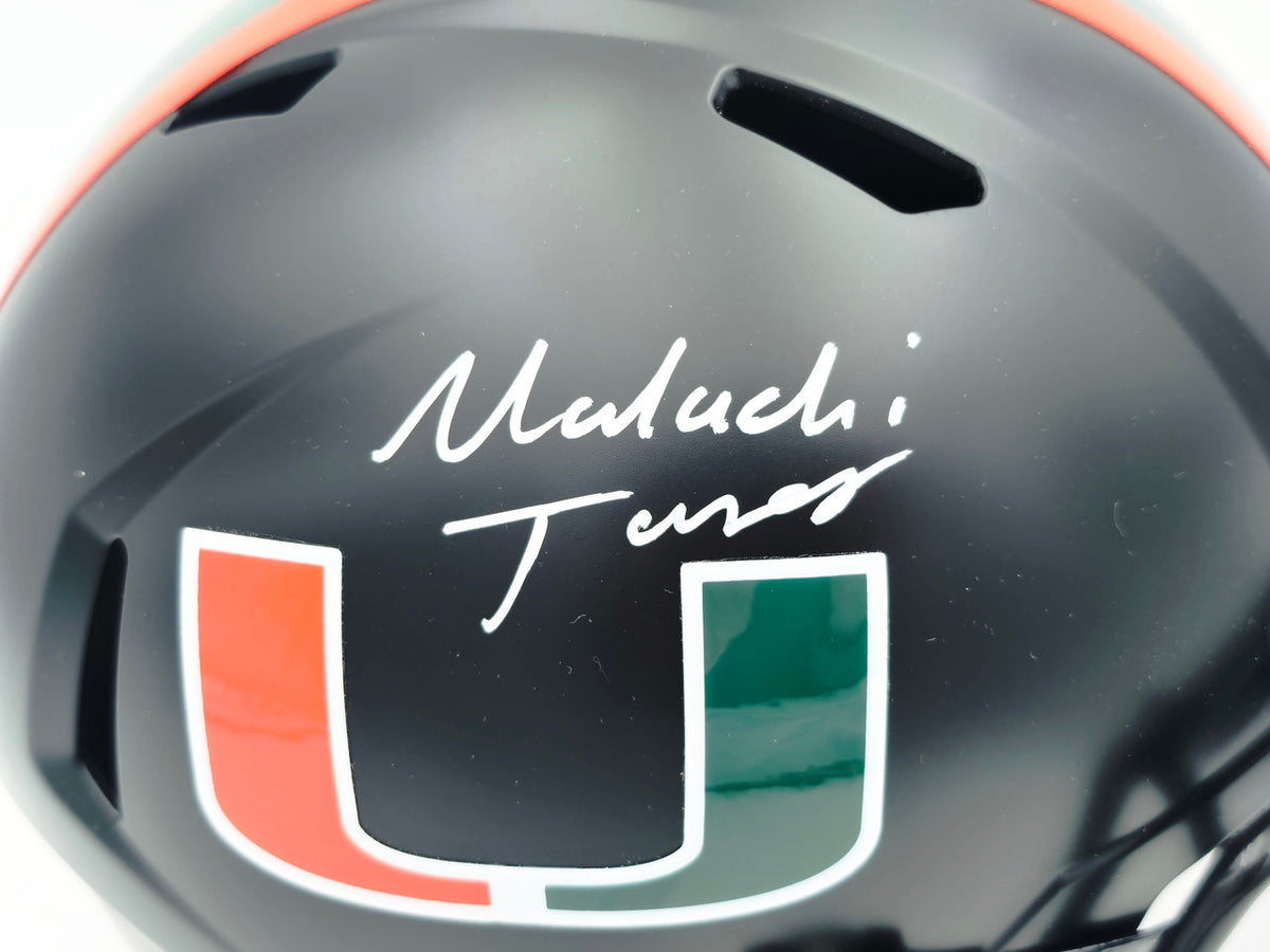 Malachi Toney Autographed Miami Hurricanes Night Black Alternate Full Size Speed Replica Helmet JSA Witness Stock #262504