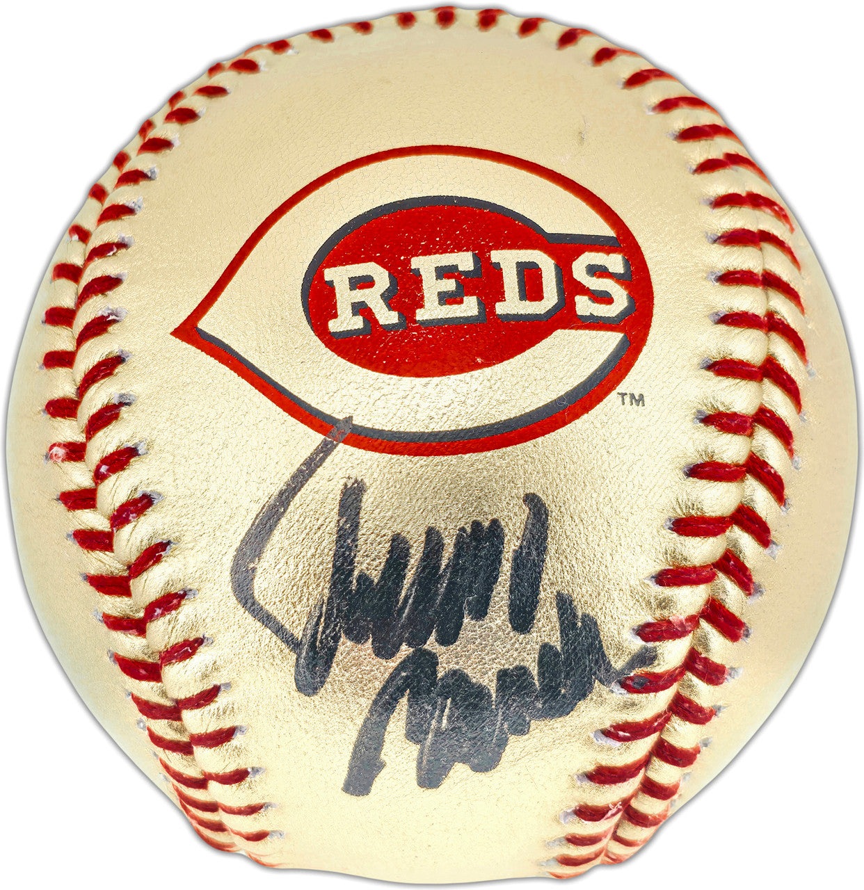 Johnny Bench Autographed Official Gold Cincinnati Reds Logo Baseball Reds Logo Fanatics & MLB Holo Stock #262513