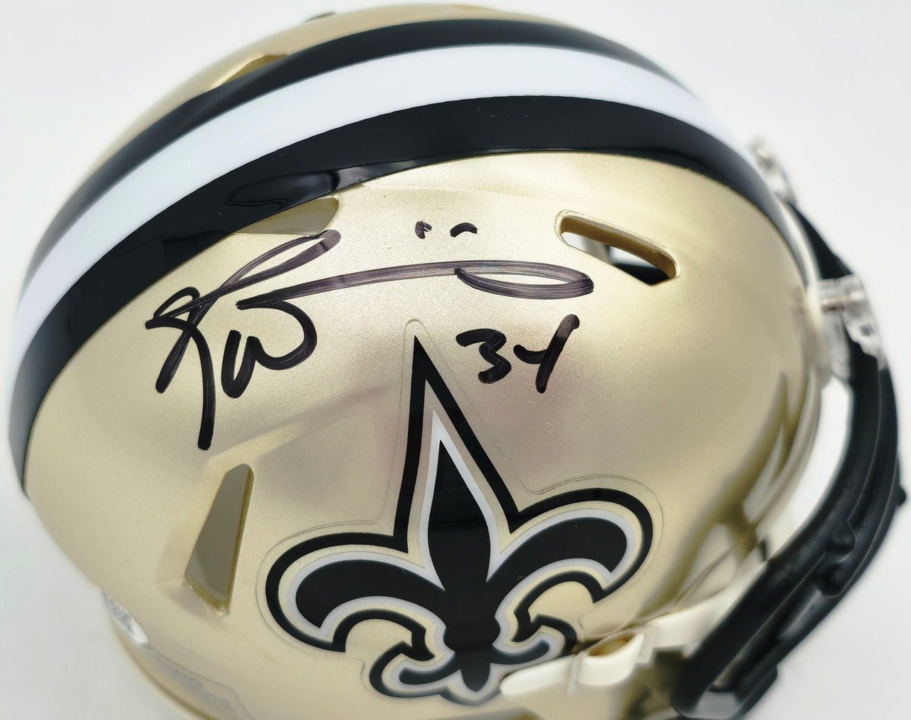 Ricky Williams Autographed New Orleans Saints Gold Speed Mini Helmet JSA Stock #265674