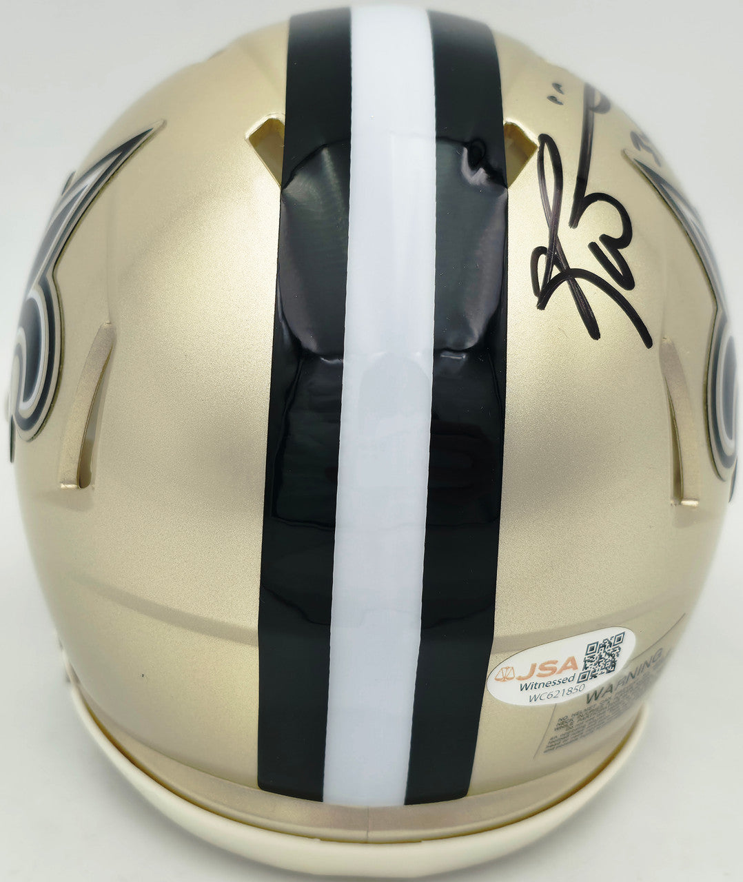 Ricky Williams Autographed New Orleans Saints Gold Speed Mini Helmet JSA Stock #265674