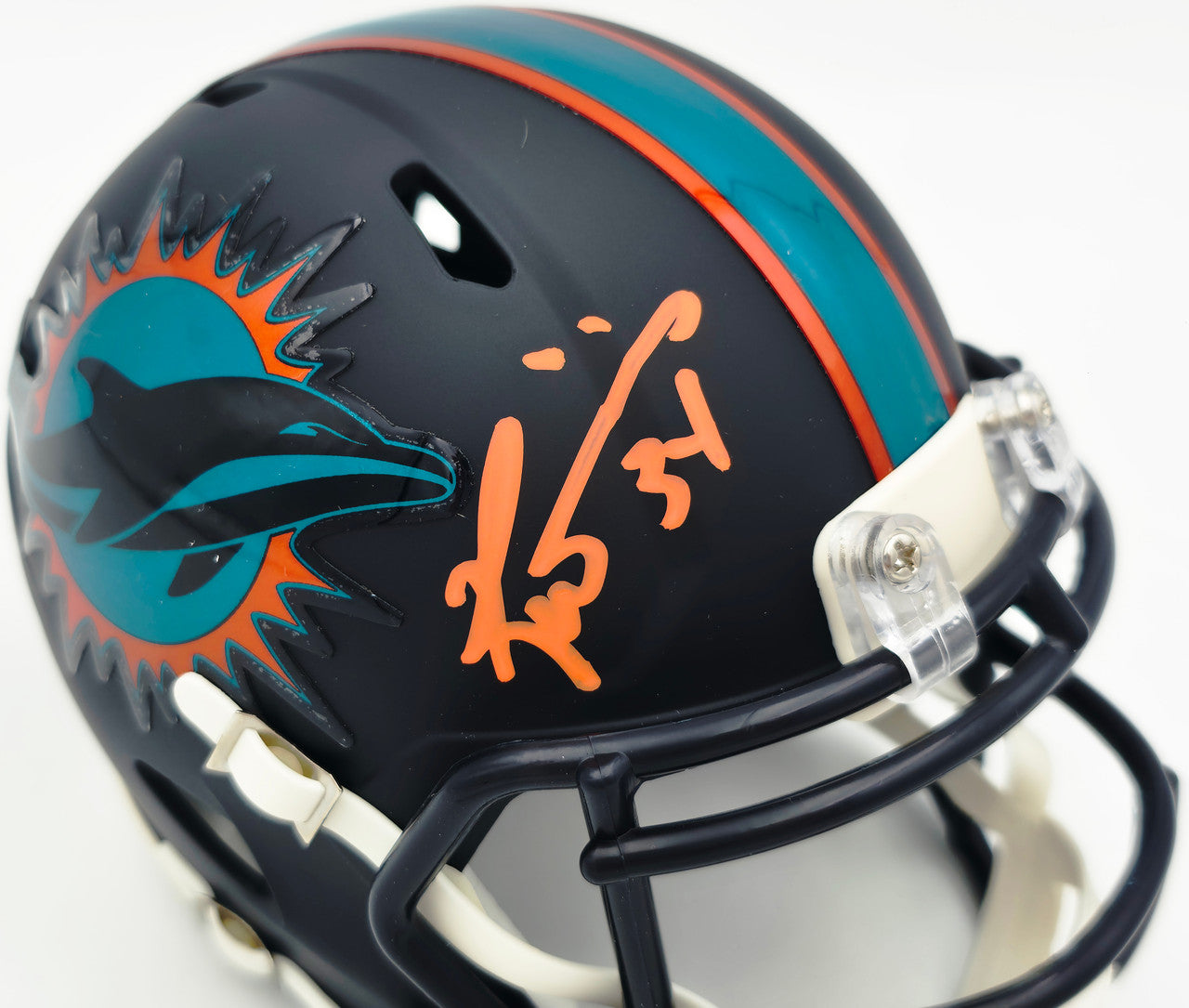 Ricky Williams Autographed Miami Dolphins Black Rivalries Speed Mini Helmet JSA Stock #265678