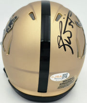 Ricky Williams Autographed Texas Longhorns Gold Heisman Logo Speed Mini Helmet JSA Stock #265680
