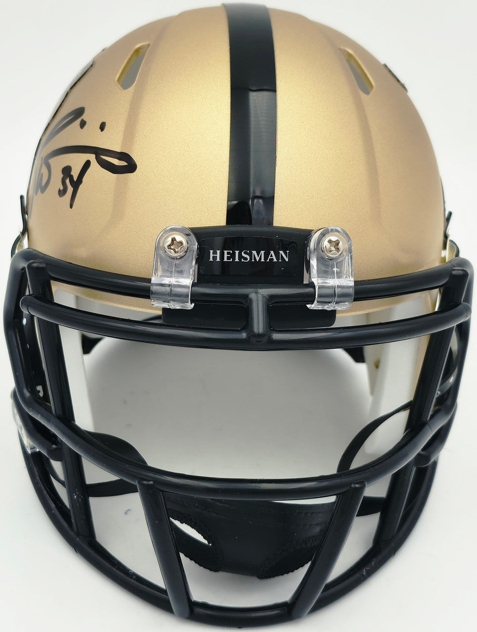 Ricky Williams Autographed Texas Longhorns Gold Heisman Logo Speed Mini Helmet JSA Stock #265681