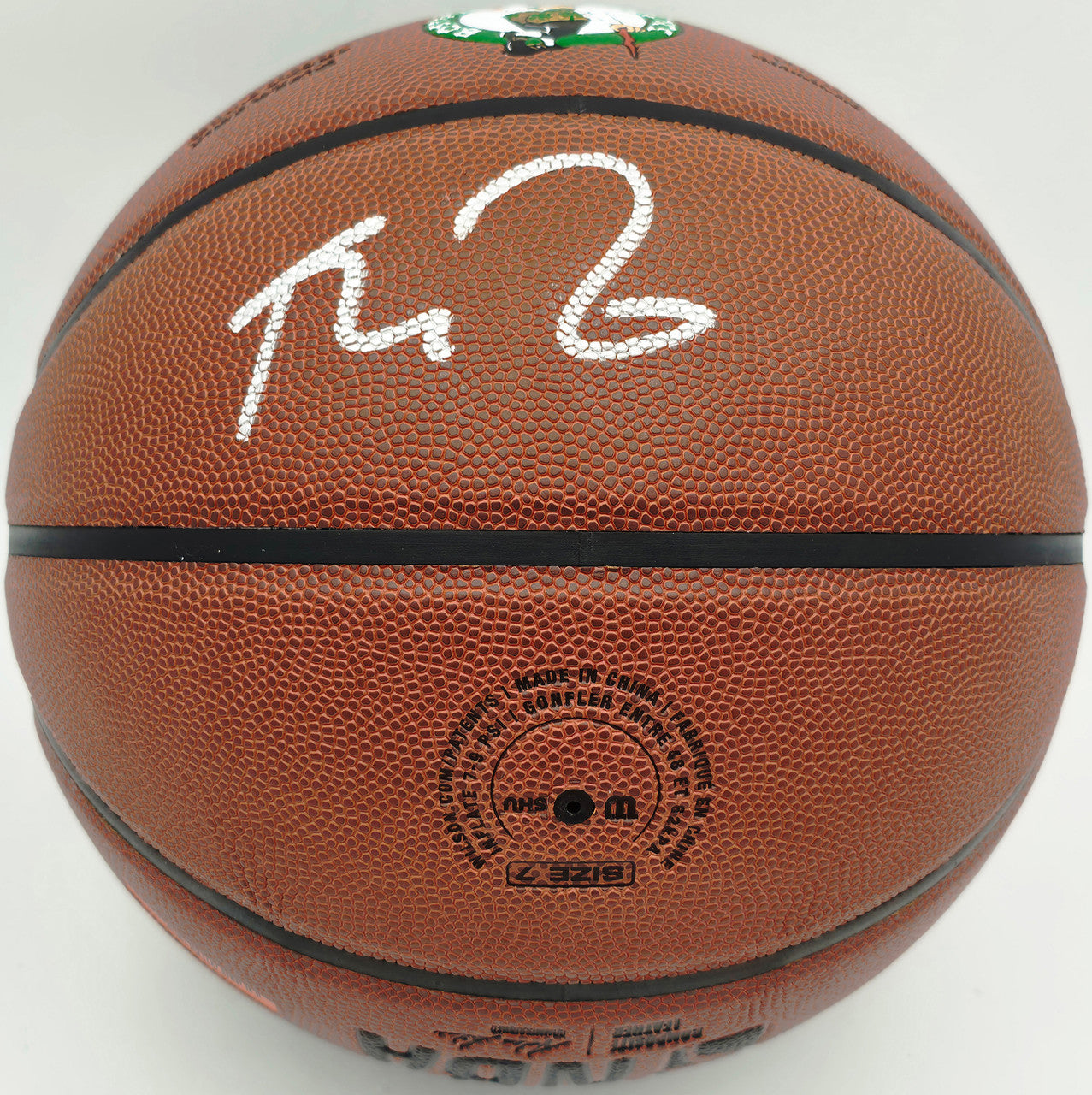 Kevin Garnett Autographed Composite Leather Logo Basketball Boston Celtics Beckett BAS Witness Stock #265804