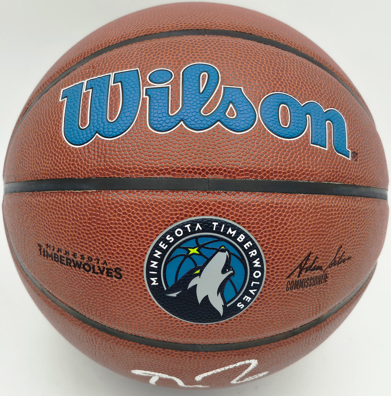 Kevin Garnett Autographed Composite Leather Logo Basketball Minnesota Timberwolves Beckett BAS Witness Stock #265805