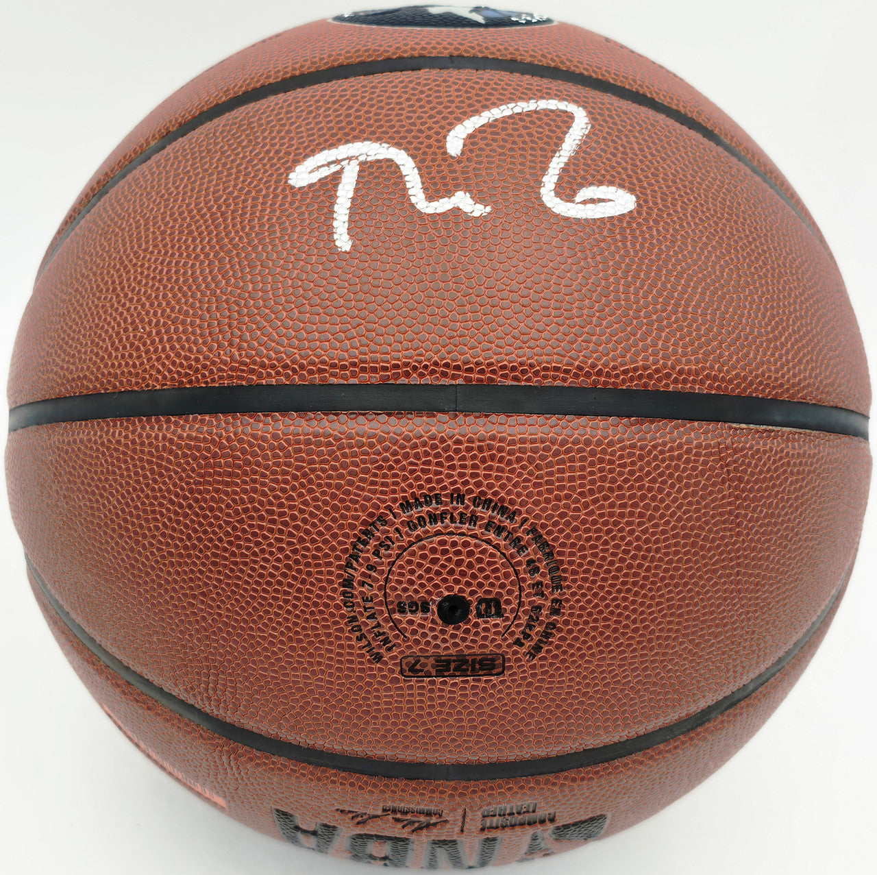 Kevin Garnett Autographed Composite Leather Logo Basketball Minnesota Timberwolves Beckett BAS Witness Stock #265805