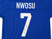Seattle Seahawks Uchenna Nwosu Autographed Blue Throwback Jersey MCS Holo Stock #265565