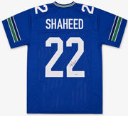 Seattle Seahawks Rashid Shaheed Autographed Blue Throwback Jersey MCS Holo Stock #265665