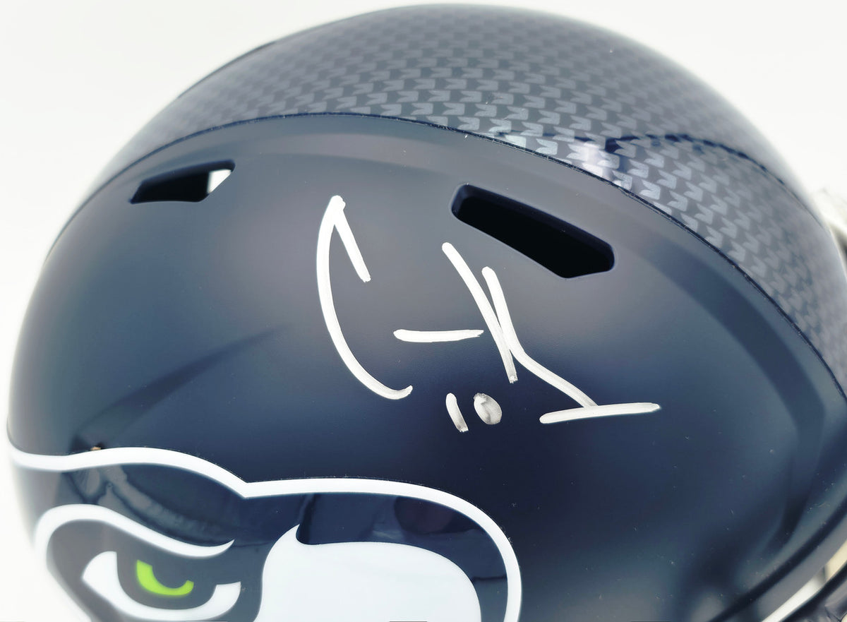 Cooper Kupp Autographed Seattle Seahawks Blue Full Size Super Bowl LX Champions Logo Speed Replica Helmet Fanatics Holo Stock #265836