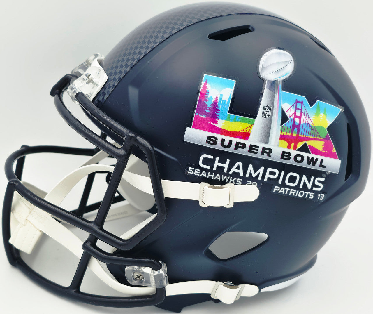 Cooper Kupp Autographed Seattle Seahawks Blue Full Size Super Bowl LX Champions Logo Speed Replica Helmet Fanatics Holo Stock #265836