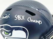 Zach Charbonnet Autographed Seattle Seahawks Blue Full Size Super Bowl LX Champions Logo Speed Replica Helmet "SB LX Champs" MCS Holo Stock #265870