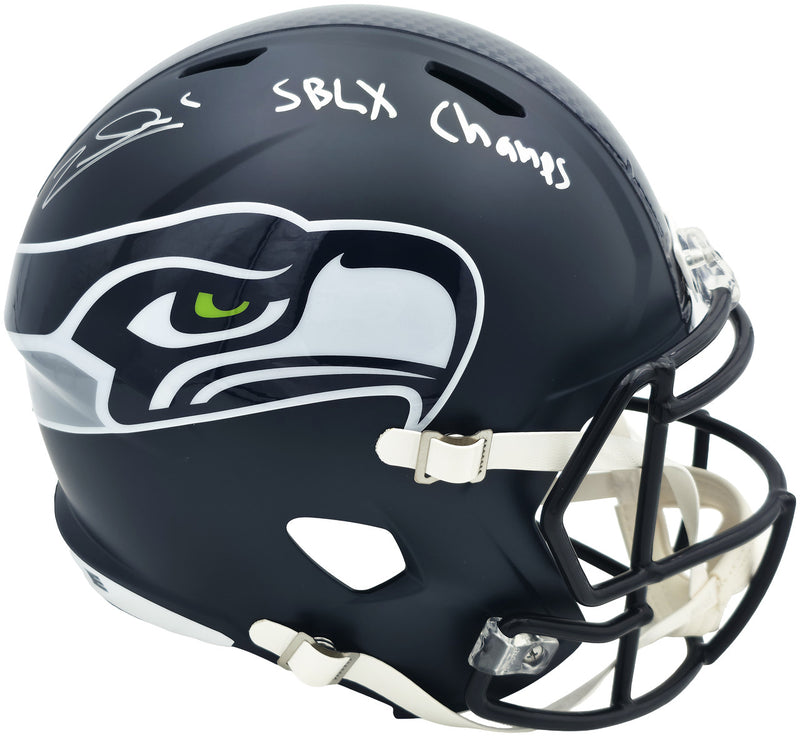 Zach Charbonnet Autographed Seattle Seahawks Blue Full Size Speed Replica Helmet "SB LX Champs" MCS Holo Stock #265871