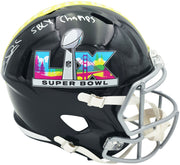 Zach Charbonnet Autographed Seattle Seahawks Black Full Size Super Bowl LX Logo Speed Replica Helmet "SB LX Champs" MCS Holo Stock #265872