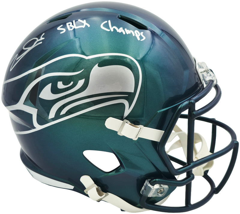 Zach Charbonnet Autographed Seattle Seahawks Full Size Rivalries Speed Replica Helmet "SB LX Champs" MCS Holo Stock #265873