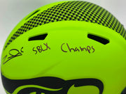 Zach Charbonnet Autographed Seattle Seahawks Rave Green Full Size Speed Replica Helmet "SB LX Champs" MCS Holo Stock #265874