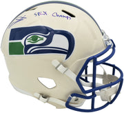 Zach Charbonnet Autographed Seattle Seahawks Cream Full Size Retro Speed Replica Helmet "SB LX Champs" MCS Holo Stock #265875