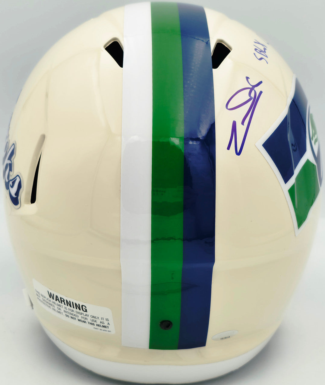 Zach Charbonnet Autographed Seattle Seahawks Cream Full Size Retro Speed Replica Helmet "SB LX Champs" MCS Holo Stock #265875