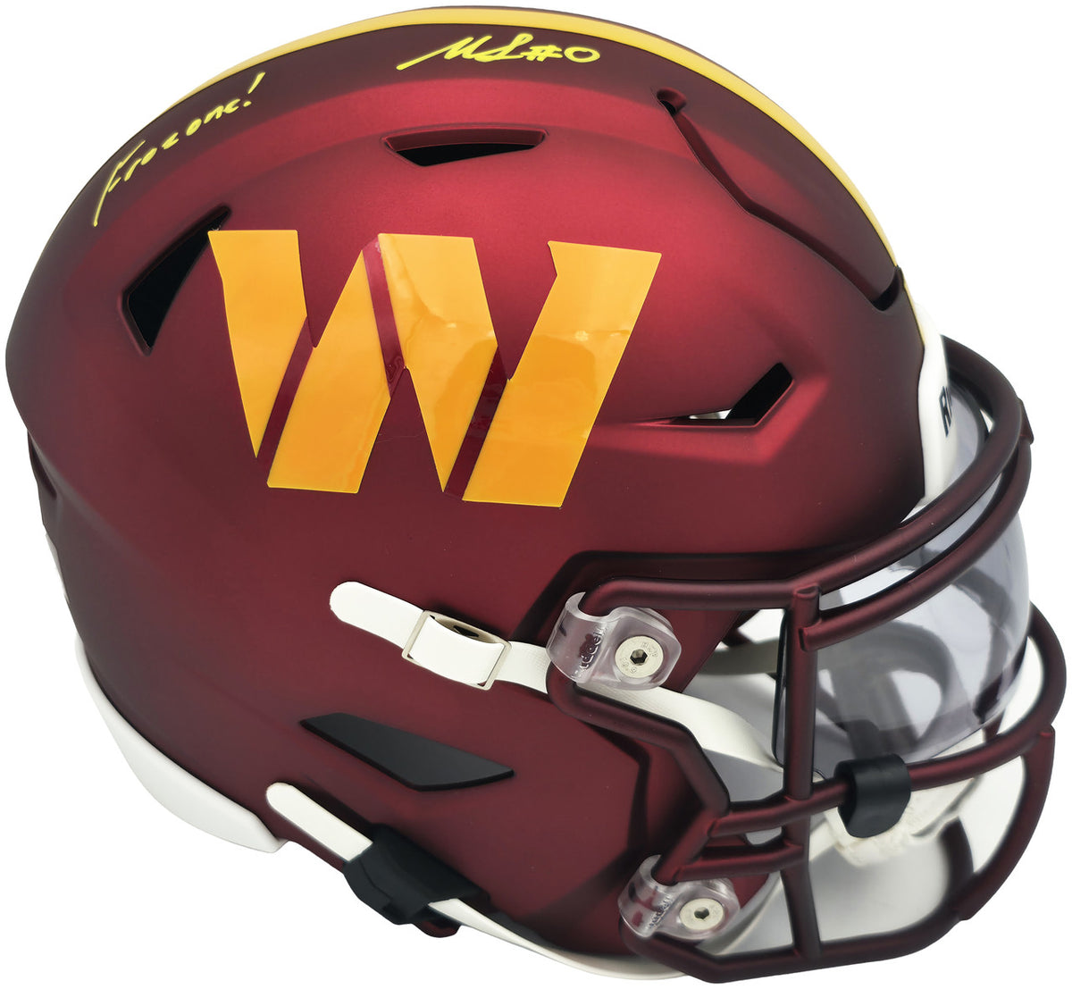 Mike Sainristil Autographed Maroon Riddell SpeedFlex MIDI Mid-Size Helmet Washington Commanders "Frozone!" Beckett BAS Witness Stock #265849