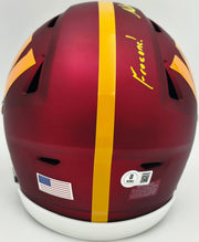 Mike Sainristil Autographed Maroon Riddell SpeedFlex MIDI Mid-Size Helmet Washington Commanders "Frozone!" Beckett BAS Witness Stock #265849