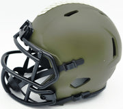 Brian Urlacher Autographed Chicago Bears Camo Green Salute to Service Speed Mini Helmet "USA" Beckett BAS Witness Stock #265865