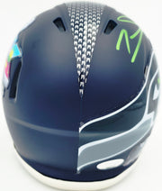 Zach Charbonnet Autographed Seattle Seahawks Blue Super Bowl LX Champions Logo Speed Mini Helmet MCS Holo Stock #265877
