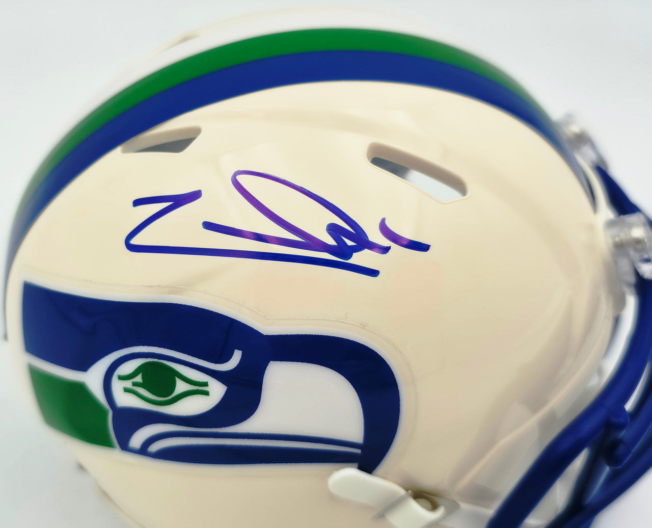 Zach Charbonnet Autographed Seattle Seahawks Cream Retro Speed Mini Helmet MCS Holo Stock #265879