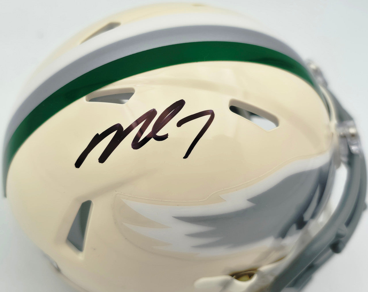 Michael Vick Autographed Philadelphia Eagles Cream Retro Speed Mini Helmet Beckett BAS Witness Stock #265886