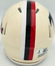 Michael Vick Autographed Atlanta Falcons Cream Retro Speed Mini Helmet Beckett BAS Witness Stock #265887