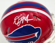 DJ Moore Autographed Buffalo Bills Red 1987-01 Throwback Speed Mini Helmet Beckett BAS Witness Stock #265890